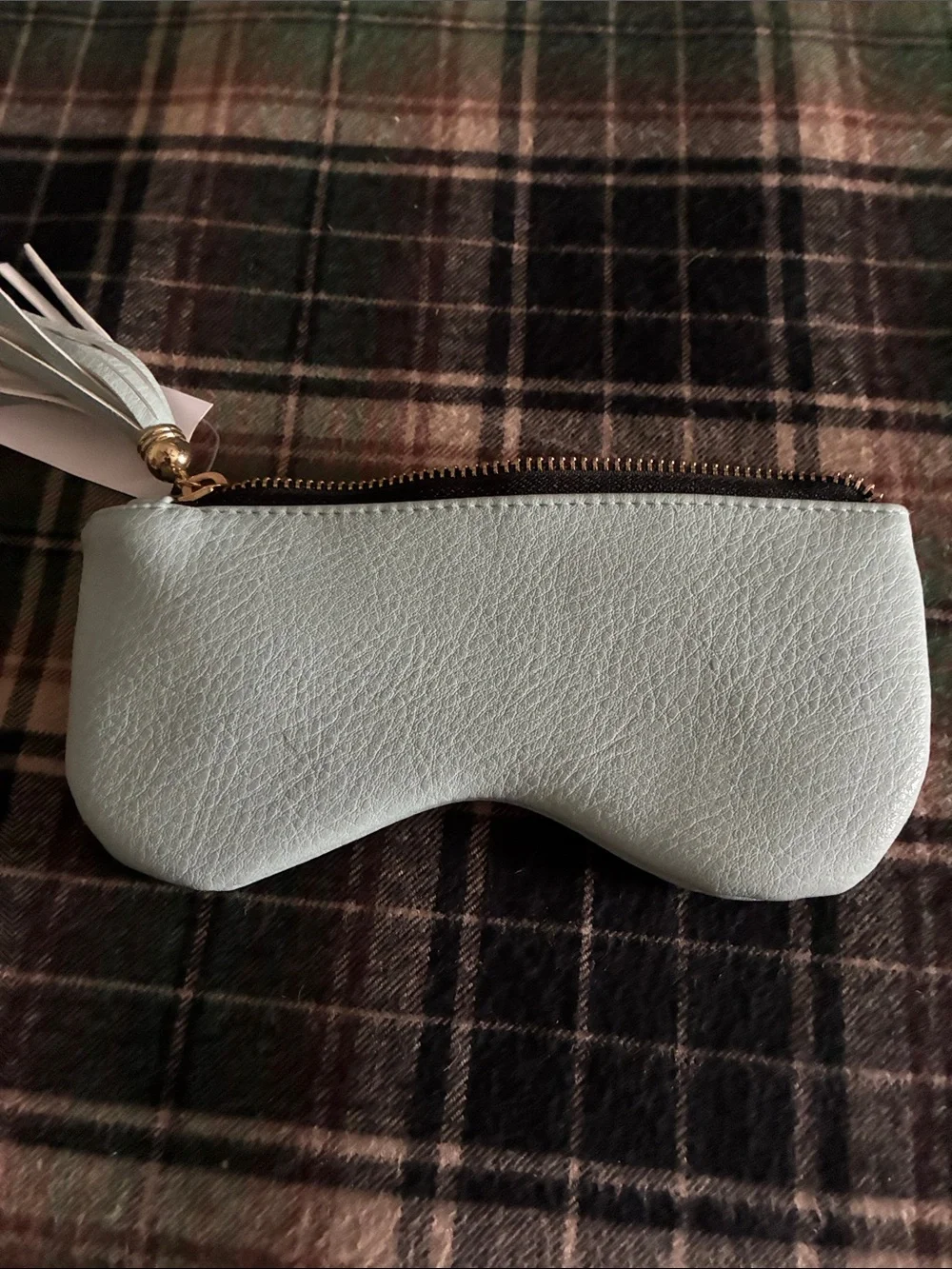 LOFT Mint Blue Faux Leather Sunglasses Pouch with Tassel